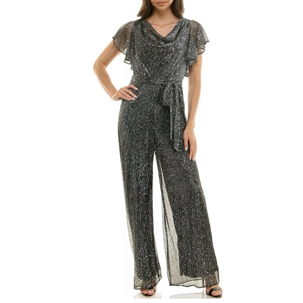 Maison Tara Metallic Copper Sequin Jumpsuit - Picture 3 of 6